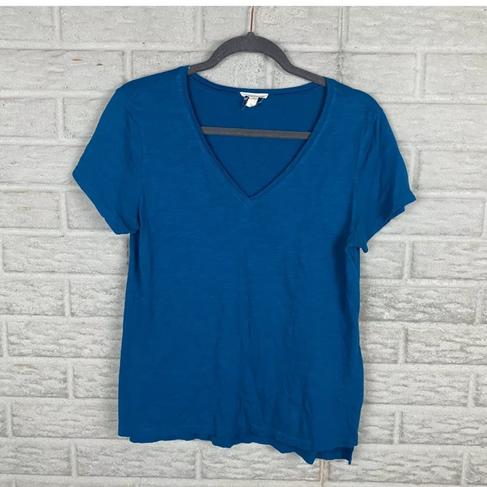 Eileen Fisher Organic Cotton V Neck Tee High Low - Picture 2 of 8